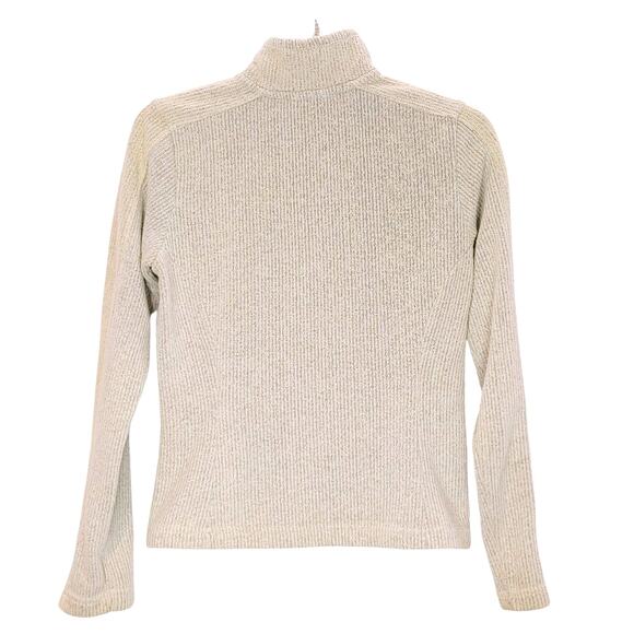 The North Face 1/4 Zip Jacket Mock Neck Embroidered Logo Knit Cream Womens XS - Picture 2 of 6